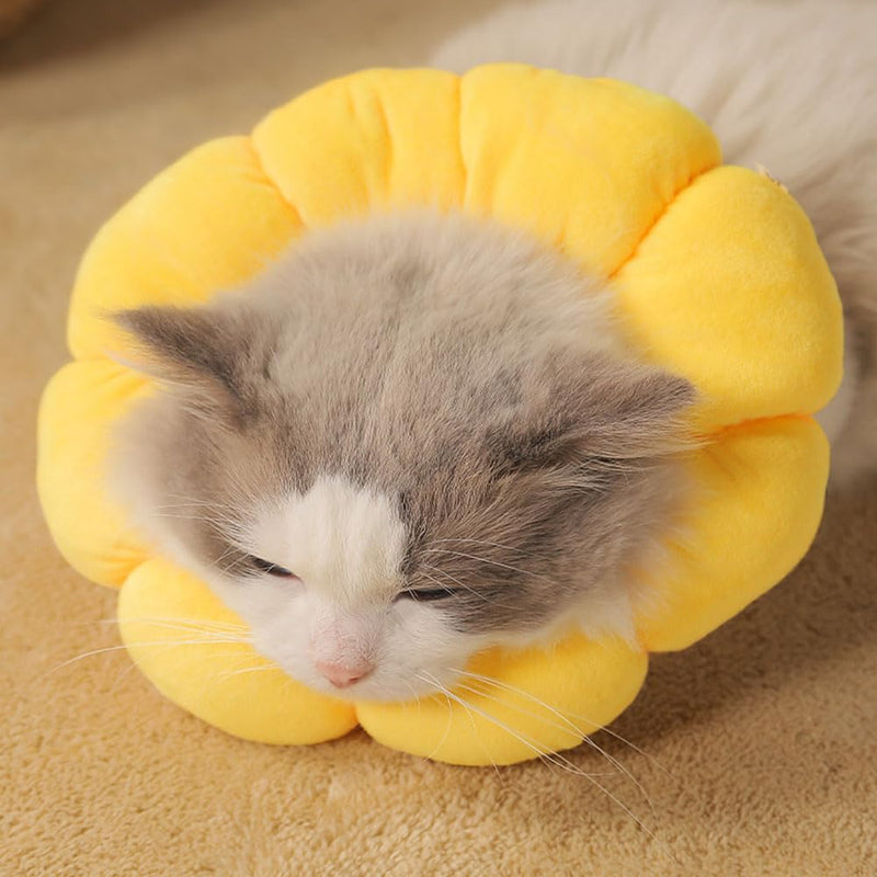LATRAT 1 Piece Cat Neck Collar Sunflower Cat Recovery Collar for Cats Adjustable Protective Collar for Kittens Small Dogs Wound Healing After Pet Surgery (XS) - PawsPlanet Australia