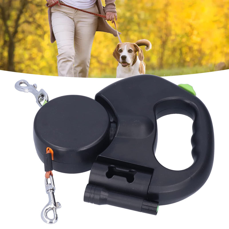 Nimoa Dog Leash, Automatic Dog Leash Retractable Double Dog Leash Dog Lead Pet Leash 1 Tow Rope 2 Retractable Double Dog Leash with Flashlight and Bag Dispenser - PawsPlanet Australia