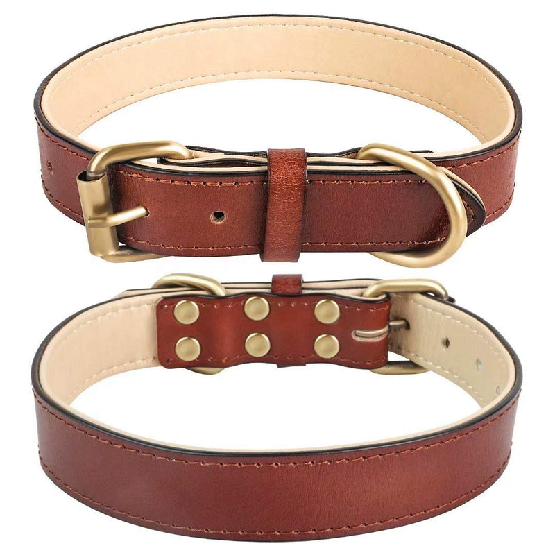 Adjustable Handmade Leather Padded Puppy Classic Collar Small Dog for Walking Training(S) S - PawsPlanet Australia