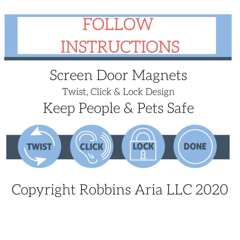 Robbins Aria Screen Door Magnets – Twist, Click and Lock Design - Keep People and Pets Safe Arizona Desert Cactus - PawsPlanet Australia