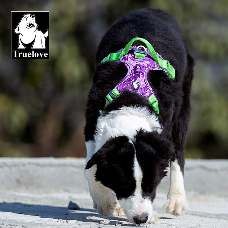 TRUE LOVE Dog Harness No Pull Adjustable Reflective Step-in Soft Nylon For Small Large Pet TLH5653(M, Camouflage Purple) M - PawsPlanet Australia