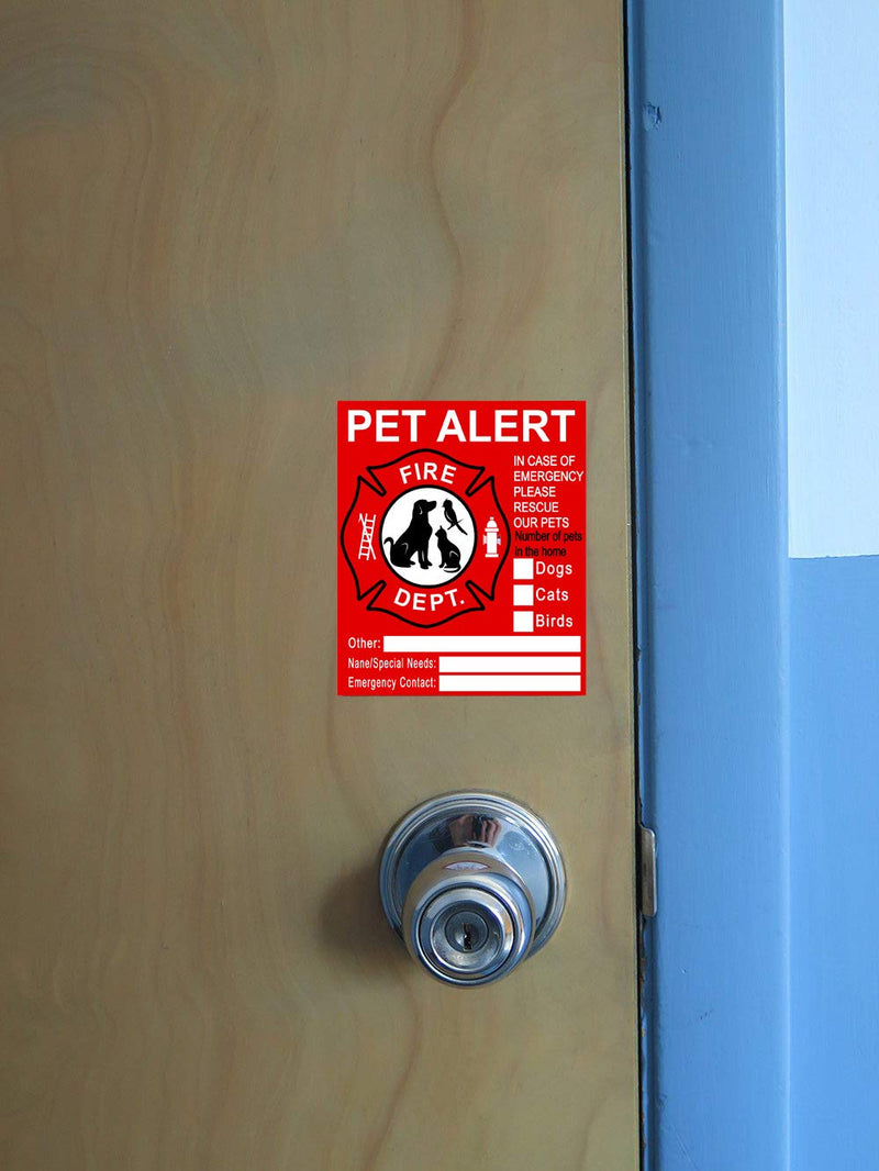 [Australia] - Pet Inside Sticker - 8 Pack Pet Alert Safety Fire Rescue Sticker Decal-Save Our Cat/Dog Pets In a Fire Emergency, Firefighters will See Alert on The Window, Door, or House and Rescue Our Family. 