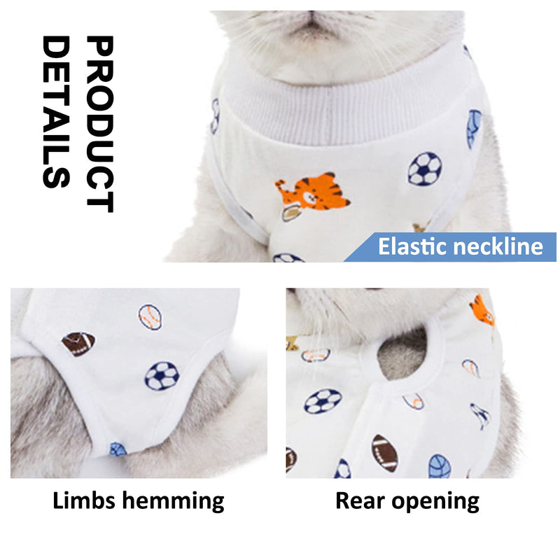 HACRAHO Cat Recovery Suit, 1 Pack Cat Surgical Recovery Suit with Football Pattern Soft Cotton After Surgery Wear for Cats Dogs Pets, Chest Girth 13.39" - PawsPlanet Australia