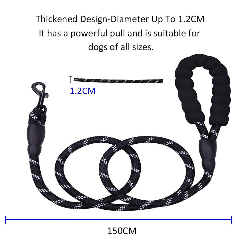 Maotrade Puppy Lead 5 FT Dog Leash with Comfortable Padded Handle Rope Dog Lead For Small, Medium And Large Dogs with 1pc Poo Bag Dispenser (Black) Black - PawsPlanet Australia