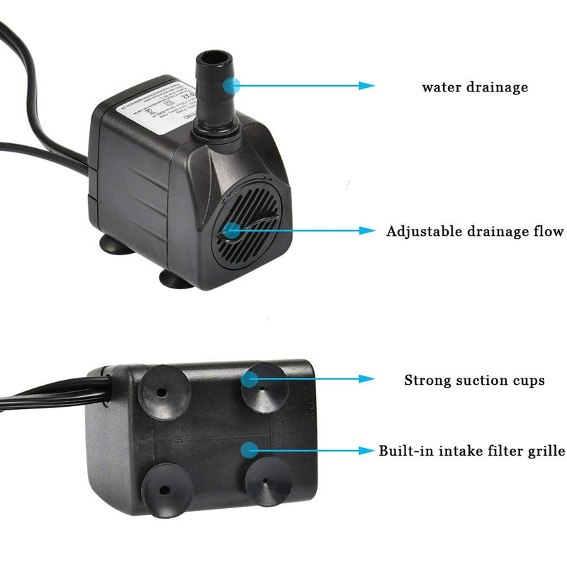 ATPWONZ 10Watt Submersible Water Fountain Pump with LED Light for Water Feature, Aquarium Fish Tanks, Outdoor Pond, Small Pools, Indoor Fountain Pumps, Home Décor Fountain Garden House Water - PawsPlanet Australia