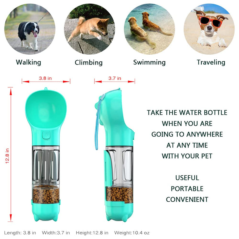 Dog Water Bottles,Portable Travel Dog Water Bottle for Walking,300ML Lighting Pet Drinking Water Bottle Dispenser,Leak Proof Puppy Water Bottles with Food Box Poop Shovel Eco Bags for Healthy Playing Blue - PawsPlanet Australia