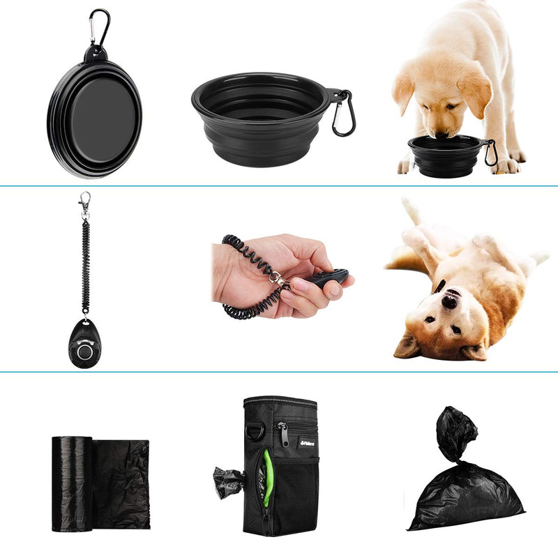 [Australia] - PHILORN Dog Training Treats Pouch, Water-Resistant Reflective Pet Dog Treat Pouch Bag with Poop Bag and Built-in Dispenser, Collapsible Bowl, Clicker, Easy-to-Clean Liner, 3 Ways to Wear Green 