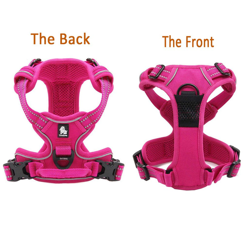 Da Jia Inc Reflective No Pull Dog Harness with Handle Breathable Durable Nylon Pet Vest, Pink M M(Chest: 22-27") - PawsPlanet Australia