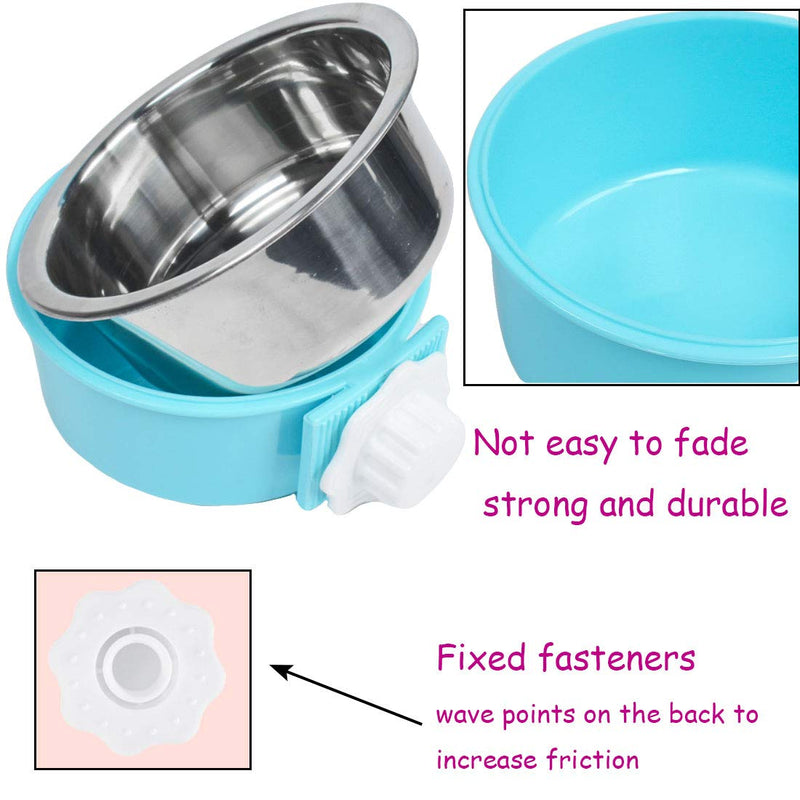 [Australia] - PINVNBY Bird Feeding Dish Cups Parrot Removable Stainless Steel Bowl Perch Stand Platform Pet Food Water Feeder Cage Accessories with Clamp Holder for Parakeet Cockatiel Conure 4PCS 