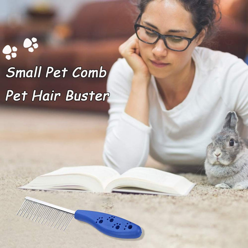 Pet Hair Buster Comb, 2PCS Detangling Brush for Dogs Stainless Steel Long and Short Teeth Hair Buster for Rabbits, Cats, Dogs, Hamsters, Guinea Pigs, Red and Blue - PawsPlanet Australia