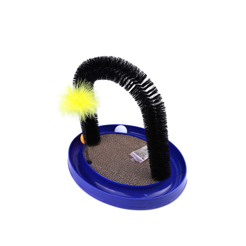 [Australia] - Donhouse Arch Cat Groom Self Grooming Cat Toy Cat Self Groomer, Massager and Cat Scratcher with Scratch Pad and Catnip,4 in 1 Interactive Kitten Toys for Training,Exercising,Playing Blue 