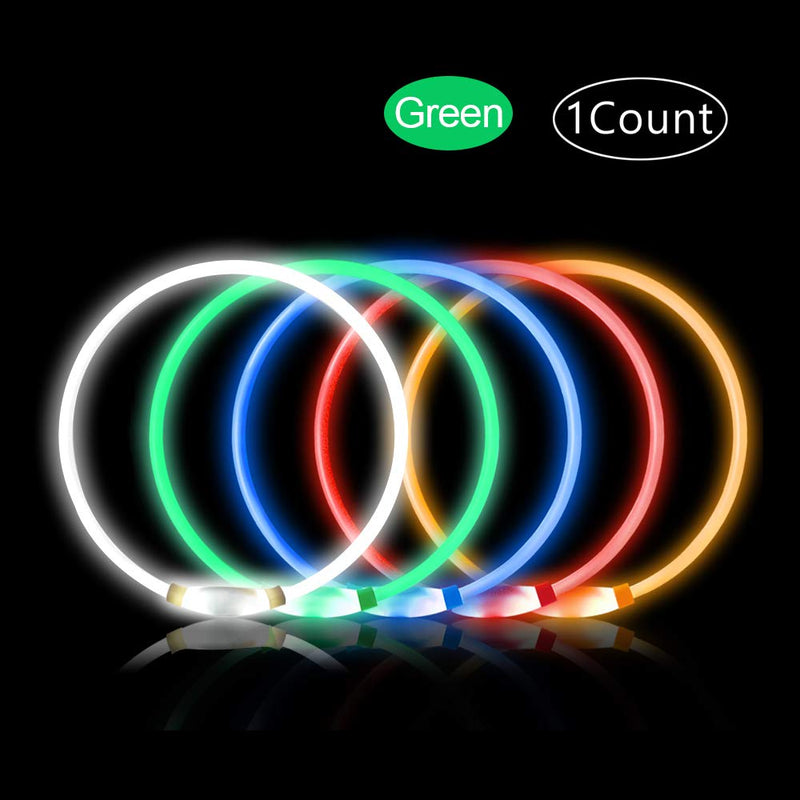 PetIsay Light up Dog Collar, 360-Degree Illumination, LED Lighted Safety Pet Dog Collar for Hiking and Night Walks - USB Rechargeable - Water Resistant - Cut to Fit Any Size - Neon Green - PawsPlanet Australia
