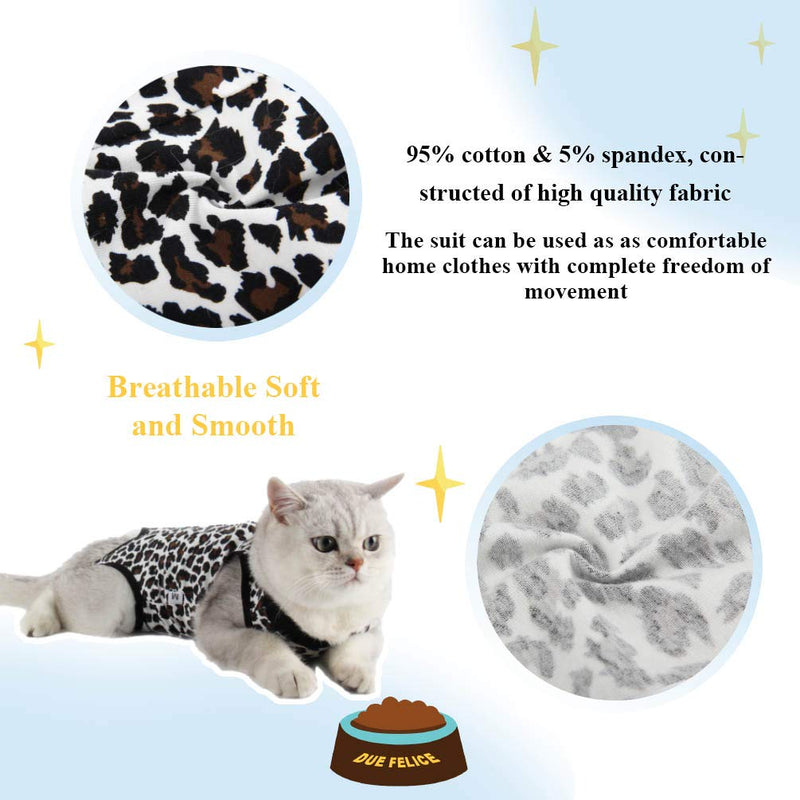 Due Felice Cat Professional Surgical Recovery Suit for Abdominal Wounds Skin Diseases, After Surgery Wear, E-Collar Alternative for Cats Dogs, Home Indoor Pets ClothingLeopard Print/S S Leopard Print - PawsPlanet Australia