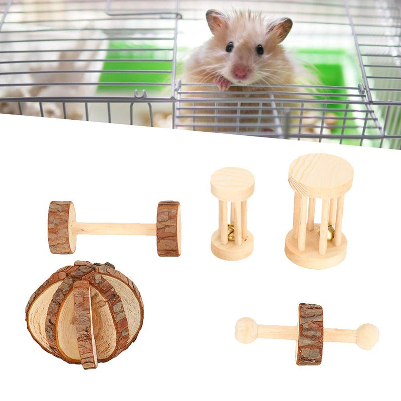 5Pcs/Set Hamster Wood Ball Hamster Wooden Safety Playing Toy Wooden Hamster Chew Toys For Chinchillas Rabbit Guinea Pig - PawsPlanet Australia