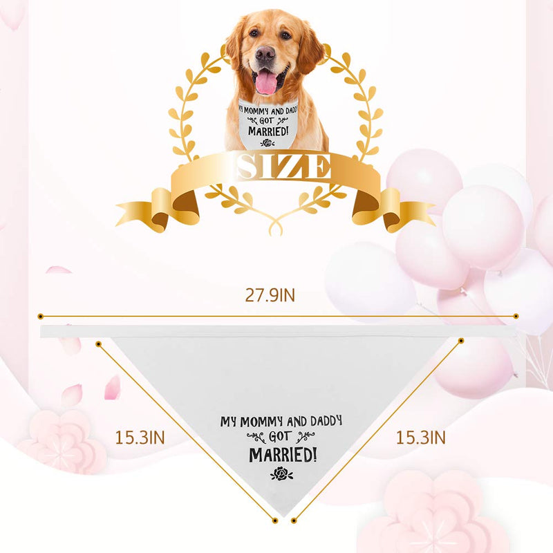 [Australia] - PUPTECK Wedding Dog Bandana - My Mommy and Daddy Got Married - Engagement Announcement - Soft Wedding Bibs Scarf Accessories and Photo Prop for Small to Large Dogs, White 