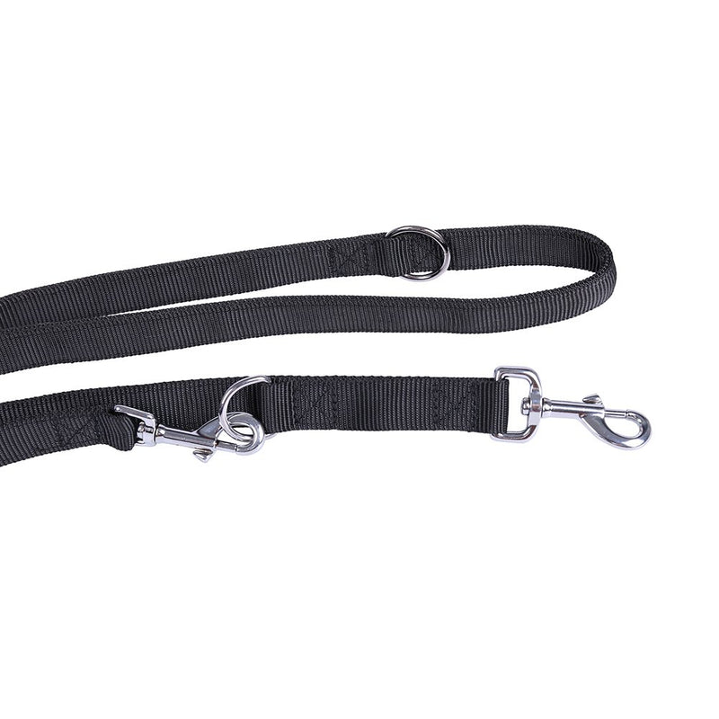 [Australia] - Dog Lead 10ft Long Dog leash Dog Training Line in Black Nylon with 5 Length Adjustment Options and Hook (1.6m-3.0m) Double Dog Leash Adjustable and Durable Strong Nylon Lead for Middle and Large Dogs 