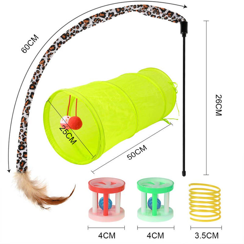 GOLDGE Cat Toys, Kitten Toys Cat Interactive Toys for Indoor, Includes Cats Tunnel, Catnip, Balls, Mouse, Feathers Wand Toys Set Gift for Kitty and Cat - PawsPlanet Australia