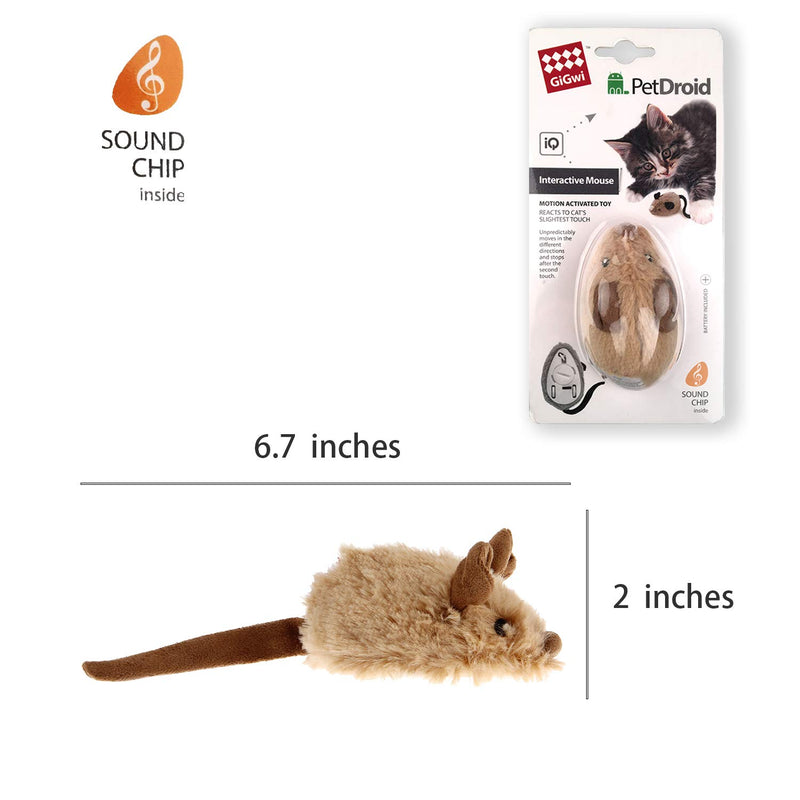 [Australia] - Gigwi Squeaking Cat Toy Mouse Electronic Moving Cat Toy, Automatic Mice Cat Toy with Furry Tail, Interactive Squeaky Mouse for Cats Indoor/Outdoor Exercise Brown 