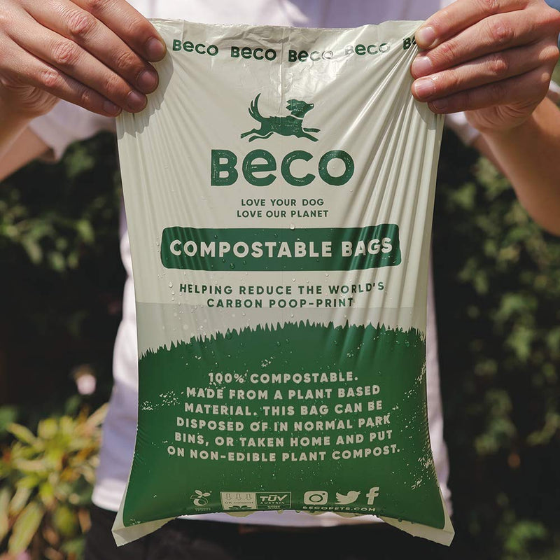 Beco Super Strong & Large Poop Bags | Home Compostable & Unscented Dog Poo Bags | 60 Refill Rolls [4 x 15] | Dispenser Compatible 60 bags | 5 rolls - PawsPlanet Australia