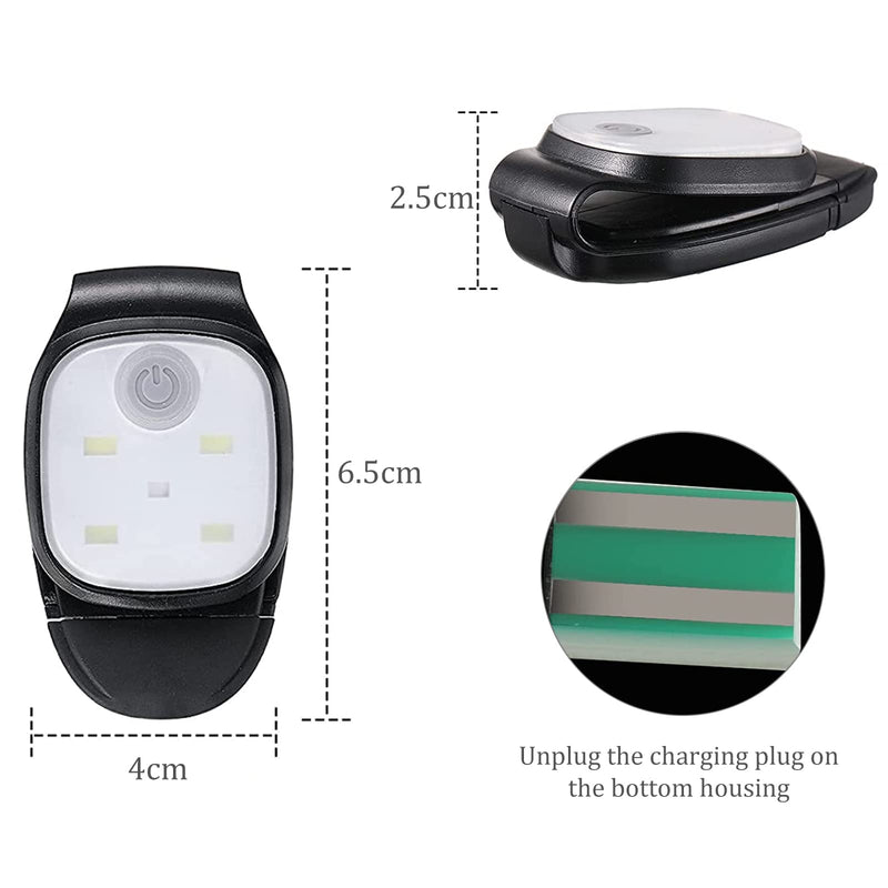 Nizirioo LED clip running light jogging: 2 pieces reflective USB rechargeable clip lamp, clip-on running light for joggers, mini head lamp for outdoor running, jogging, dog walking, fishing, camping - PawsPlanet Australia