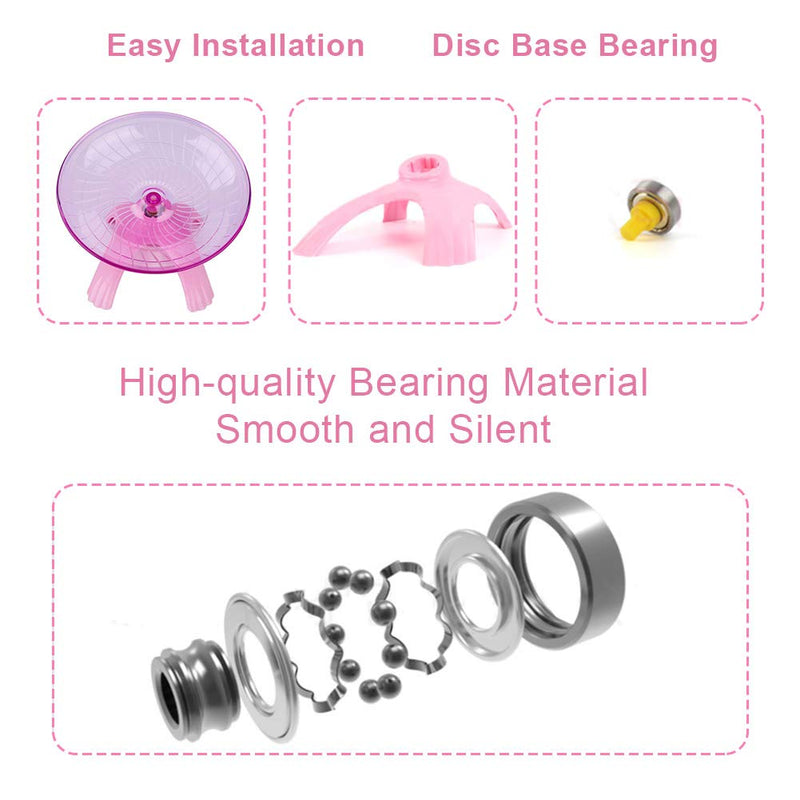 HEEPDD Silent Spinner, Mute Plastic Hamster Wheel Flying Saucer Wheel Translucent Exercise Wheel for Small Animals Hamsters Gerbils Guinea Pigs(Pink) Pink - PawsPlanet Australia