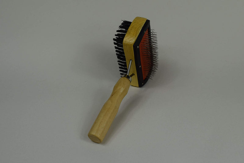 Lambskin brush for lambskin and sheepskin, robust universal grooming brush made of wood, also as a fur brush for pets, dogs and cats, double slicker brush - PawsPlanet Australia