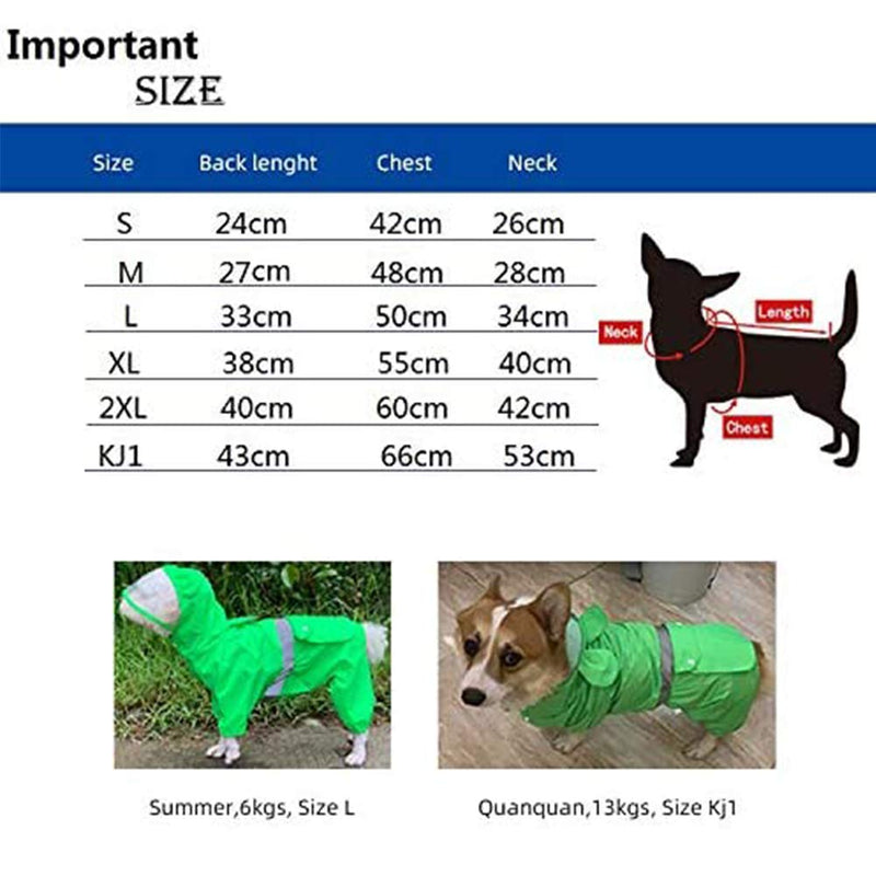 Homieco Dog Raincoat with Hoodie Reflective Safety Strips, Waterproof Jacket Light-Weight for Pet, Dog Clothes Rain/Water Resistant, Rain Vest for Medium Large Dog L - PawsPlanet Australia