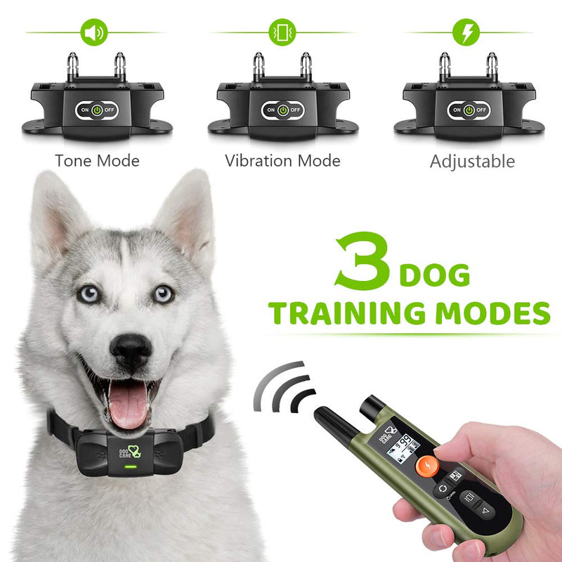 [Australia] - DOG CARE Dog Training Collar Dog Training Collar with Remote, 3 Modes, Rechargeable Waterproof Dog Training Collar for Small Medium Large Dogs, 1000ft Remote Range, Safe & Humane 