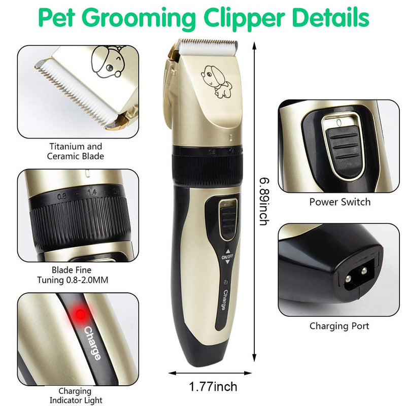 CUIFULI Dog Clippers Dog Grooming Clippers Pet Cat Dog Trimmer Silent Pet Hair Trimmer USB Rechargeable Shaver Haircut Machine 2hrs Running Dog Shearing Machine - PawsPlanet Australia