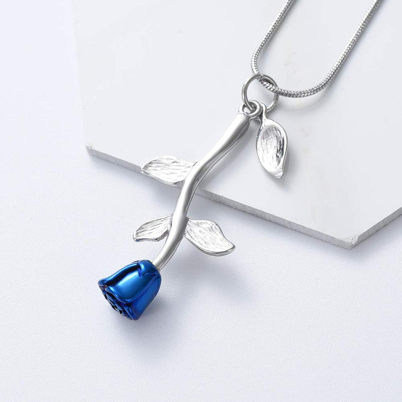 [Australia] - Rose Flower Cremation Jewelry Urn Necklaces for Ashes, Cremation Ash Jewelry Memorial Pendants for Human Pets Ashes Blue 