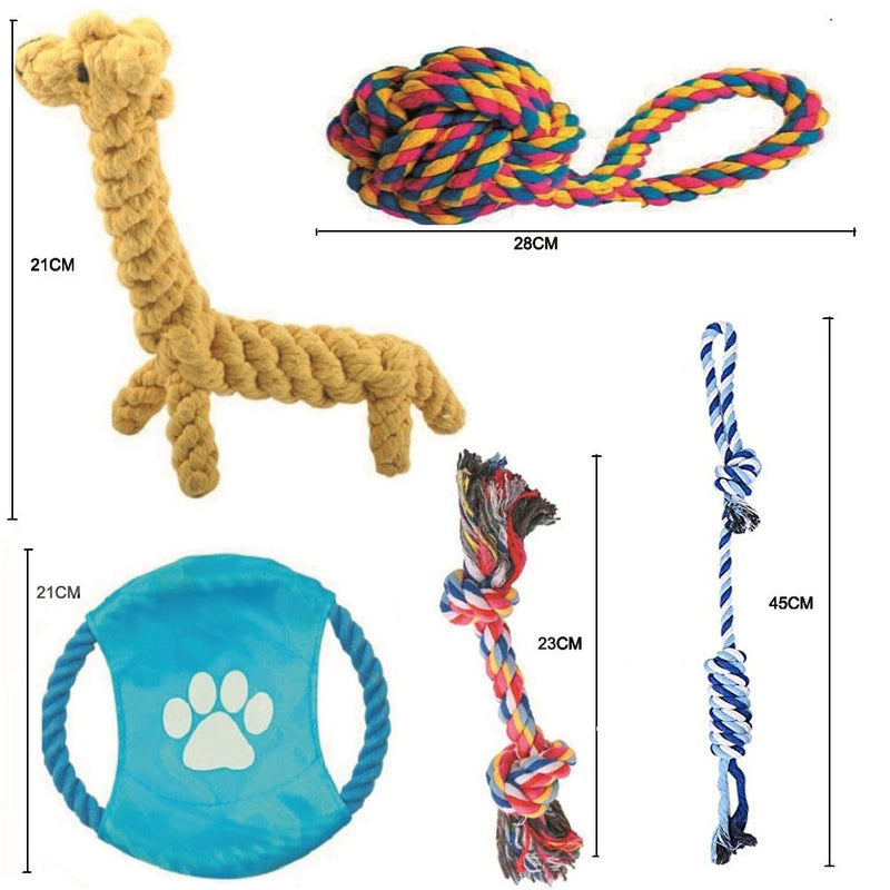 Janlyy Pet Dog Toys Dog Chew Rope Toys Set Non-toxic Material Durable Interactive Toys for Puppy Medium Dogs(5 Pack, Random Color) - PawsPlanet Australia