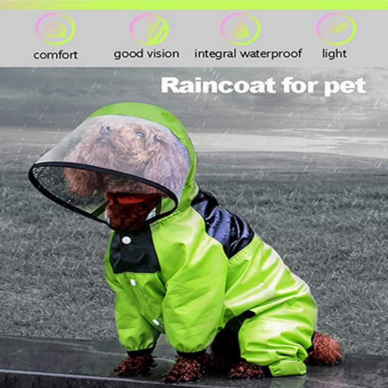 Dog Raincoat, pet Waterproof Rainproof Jacket with Hood, Breathable and Lightweight Dog Raincoat Hooded Poncho Dog Four-Legged Raincoat. Small - PawsPlanet Australia