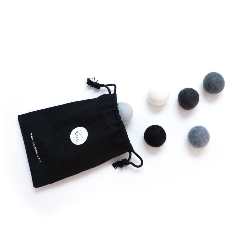 LucyBalu® felt balls for cats I cat toys I cat balls made of felt | Cat toys made from 100% wool I natural toys for cats | Play balls for cats fair from Nepal | 6 pieces | Gray - PawsPlanet Australia