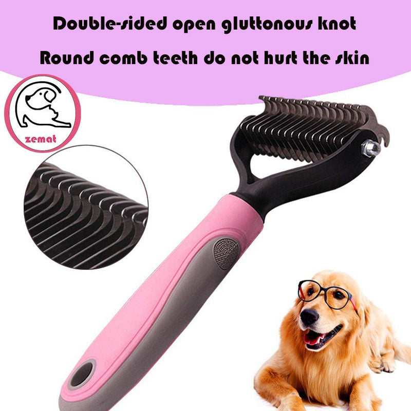 Zemat Pet Grooming Tool-Double-sided undercoat rake for dogs and cats-Safe and effective hair removal comb for removing mats and tangles- - PawsPlanet Australia