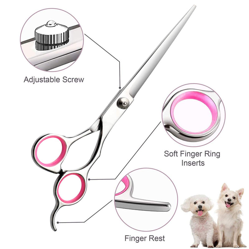 Tailin Dog Grooming Scissors Kit,Dog Cat Trimmer Stainless Steel Hair Care 7-inch Cutting Scissors Dog Grooming Scissors Set,Thinning Shear Curved Scissors Remove Knot Comb Pet Nail Clipers(9 pcs) - PawsPlanet Australia