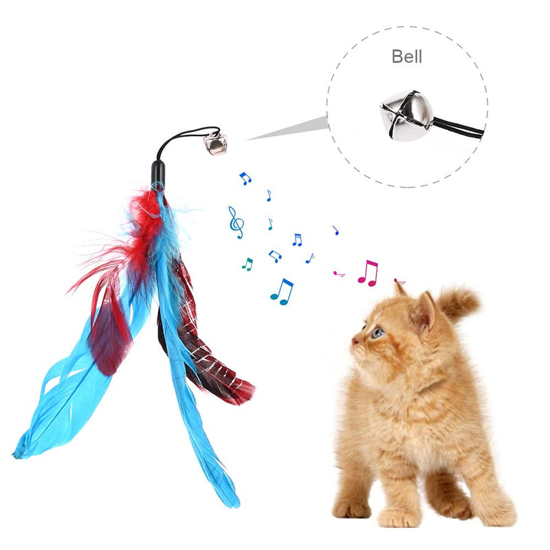 GOLDGE 13 Pcs Cat Feather Toy, Cat Teaser Wand with 12 Refills, Interactive Retractable Cat Toy Wand for Exercising Kitten or Cat - PawsPlanet Australia