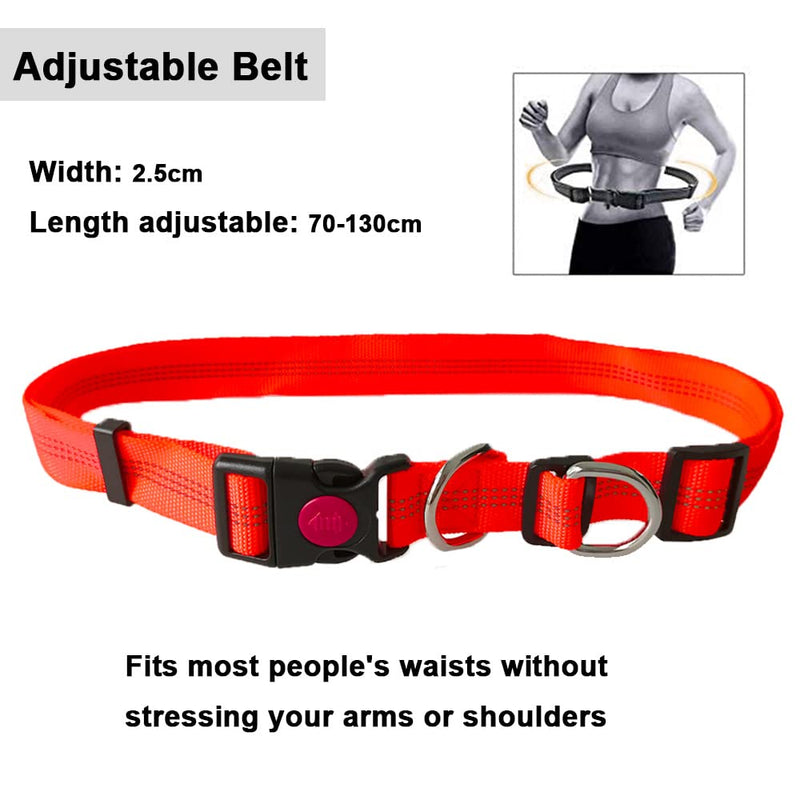 QitinDasen Hands-Free Dog Leash, Orange Adjustable Waist Belt and Gray Stretchy Bungee Leash, Jogging Dog Leash with Reflective Stitching - PawsPlanet Australia