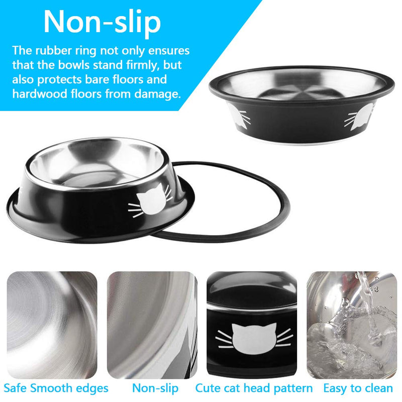 SaponinTree Stainless Steel Pet Cat Bowl, 2 Pack Food Grade Feeding Bowl Non Skid with Natural Rubber Base for Small Dogs Cats 2 Pcs - PawsPlanet Australia