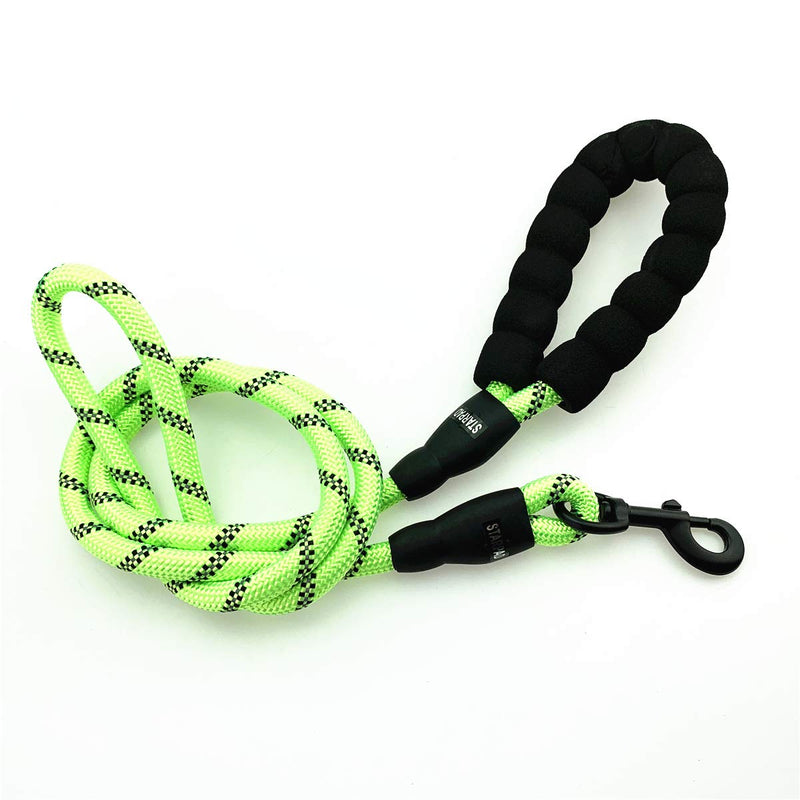 STARPADBUY 5 FT Strong Dog Leash, Rope Twist Dog Lead Heavy Duty with High Reflective Thread and Soft Padded Control Handle, Highly Reflective Threads and for Zinc Alloy Lock,Green 1.5m x 1.2cm - PawsPlanet Australia