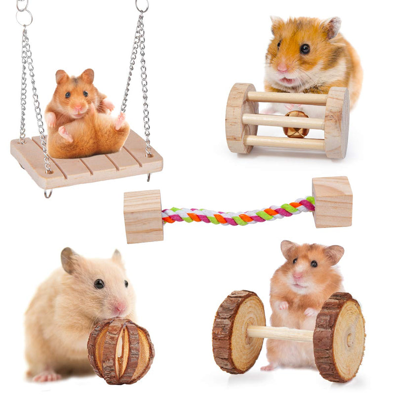 Dono Hamster Guinea Pig Toys - Natural Wooden Play Toy Exercise Bell Roller Teeth Care Molar Toy for Guinea Pig Chinchilla Hamster Parrot Bunny Fun Pet Balls Small Pets Play Toy - PawsPlanet Australia