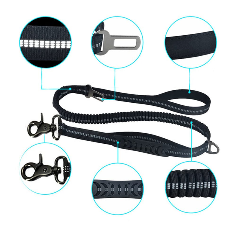 Car Seat Belt for Dogs, Adjustable Dog Safety Belt for Car, Dog Car Harnesses Belt, Dog Car Harness with Elastic Shock Absorption and Strong Carabiners (Black) - PawsPlanet Australia