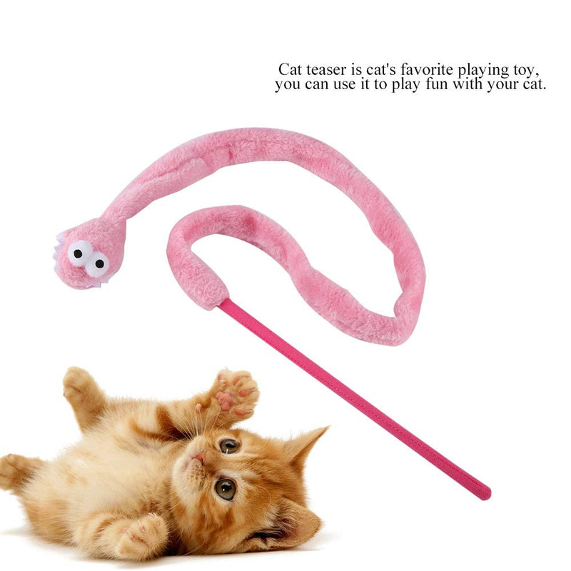 [Australia] - Pssopp Cat Teaser Toy, 3 Color Cartoon Snake Shape Cat Teaser Wand Toy Interactive Reusable Plush Catnip Cat Toys Funny Cat Kitten Pet Playing Toy Pink 