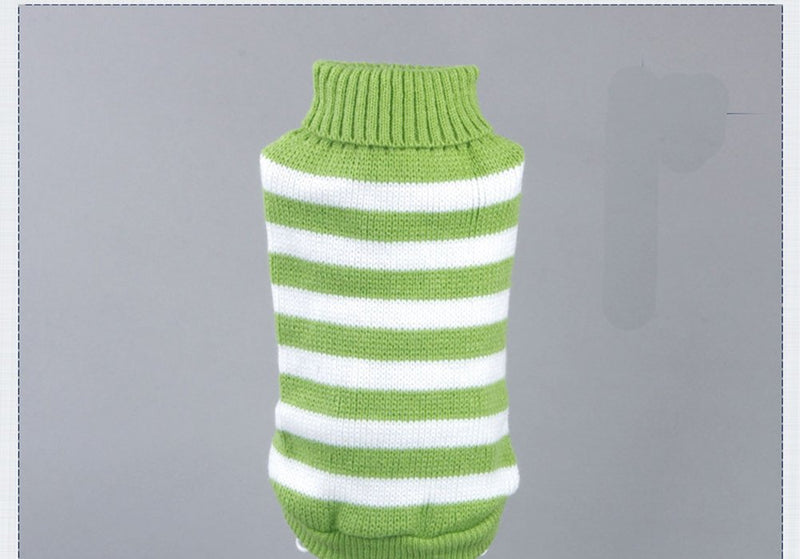 [Australia] - Evursua Striped Cat Sweaters Kitty Sweater for Cats Knitwear,Small Dogs Kitten Clothes Male and Female,High Stretch,Soft,Warm XS Green 