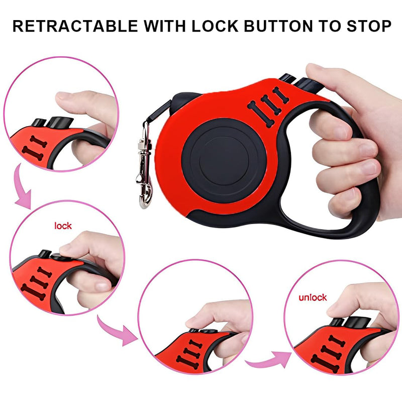 SSRDFU - 1 piece dog leash, retractable dog leash, 3 m, with non-slip handle, retractable leash with safety braking system, for small and medium-sized dogs up to 20 kg - PawsPlanet Australia