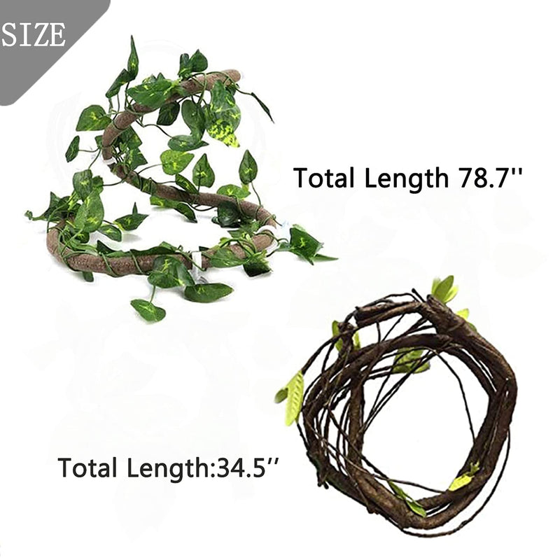 Reptile Bend-A-Branch Vines Flexible Leaves Pet Habitat Decor Climber Jungle Long Vines for Climbing Crested Gecko Lizard Frogs Snakes Chameleon 5 Pcs - PawsPlanet Australia