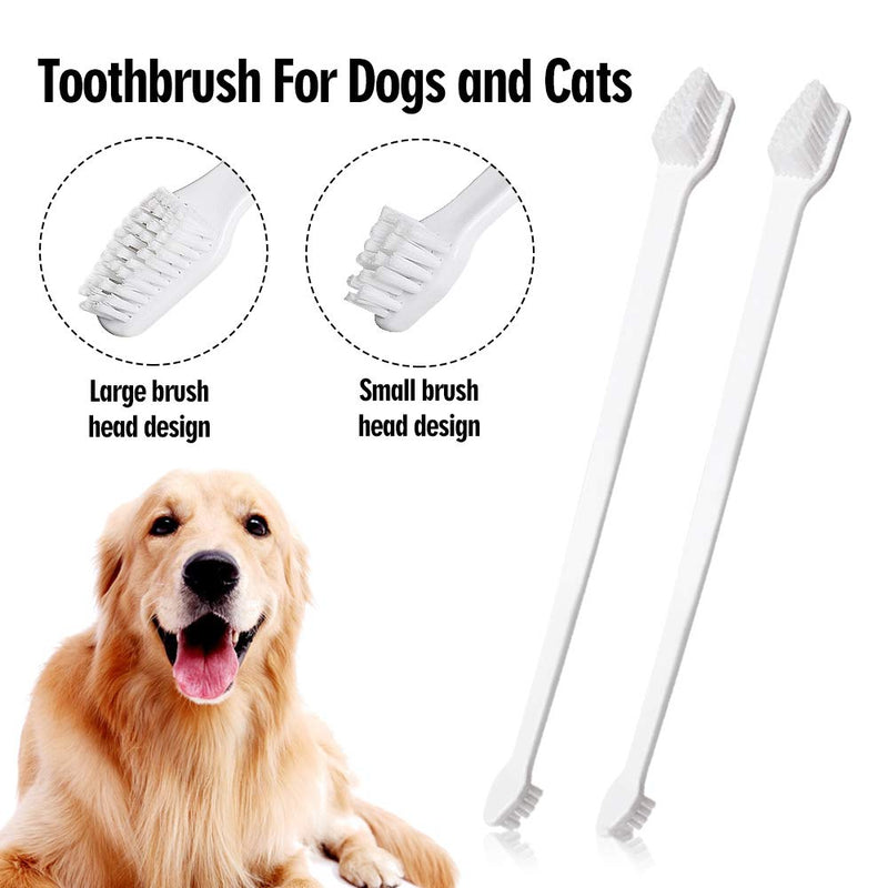 JOCHA 50 Piece Cat Dog Pet Toothbrush Set Double Headed Convenient Dental Hygiene Finger Brushes for Easy Safe Dog Cat Dental Care Teeth Clean (White) White - PawsPlanet Australia