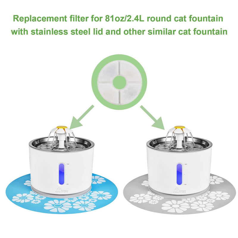 Wonder Creature Cat Water Fountain Filter Replacement for Stainless Steel Top Cat Fountain, 6 Carbon Filters Pack - PawsPlanet Australia