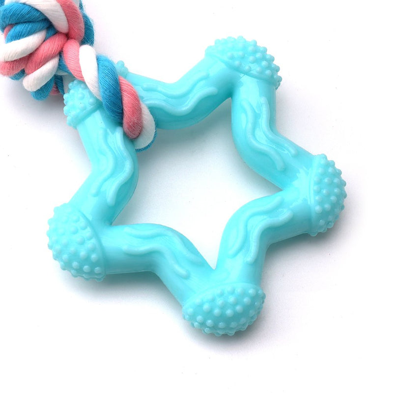 [Australia] - Comtim Puppy Chew Toys, Dog Durable Teething Toys with Rope for Puppies and Small Dogs Blue Star 