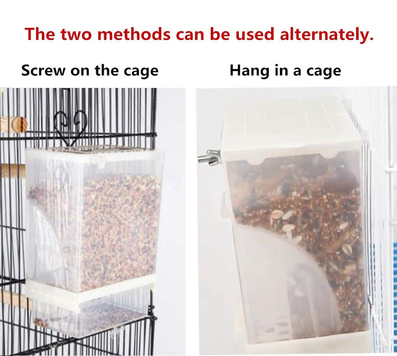 [Australia] - Old Tjikko Parrot Automatic Feeder,No-Mess Bird Feeder,Cage Accessories for Budgerigar Canary Cockatiel Finch Parakeet Seed Food Container 2pc Screw-Fixed Bird Feeder 