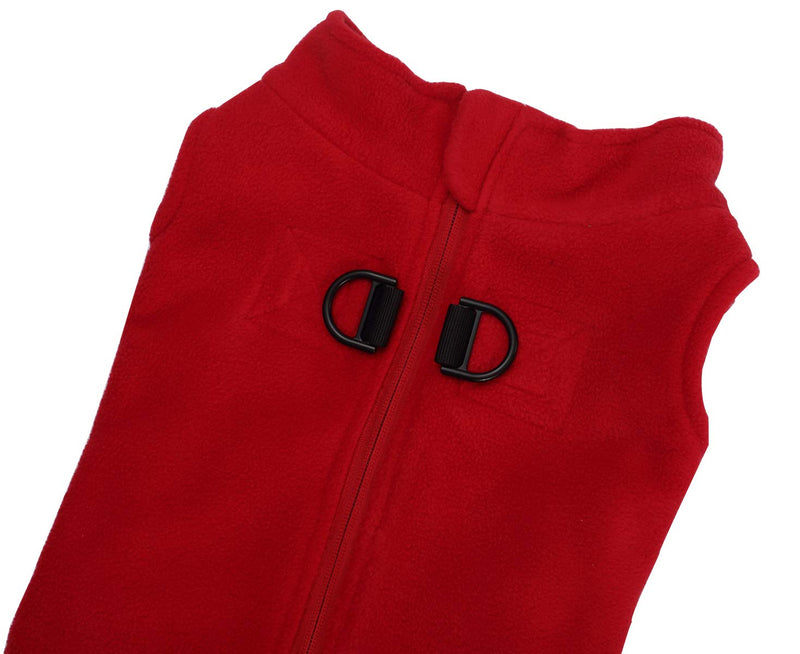 Geyecete Dog Fleece Vest Winter Dog Coat Winter Coat,Double D buckle With zipper Dog Apparel for Cold Weather Dog Jacket for Small Medium Large Dogs-Red-XXL XXL Red - PawsPlanet Australia